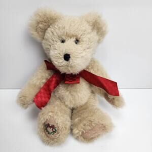 2002 Boyd's Bear Collection Plush Christmas Bear Embroidered Wreath on Foot